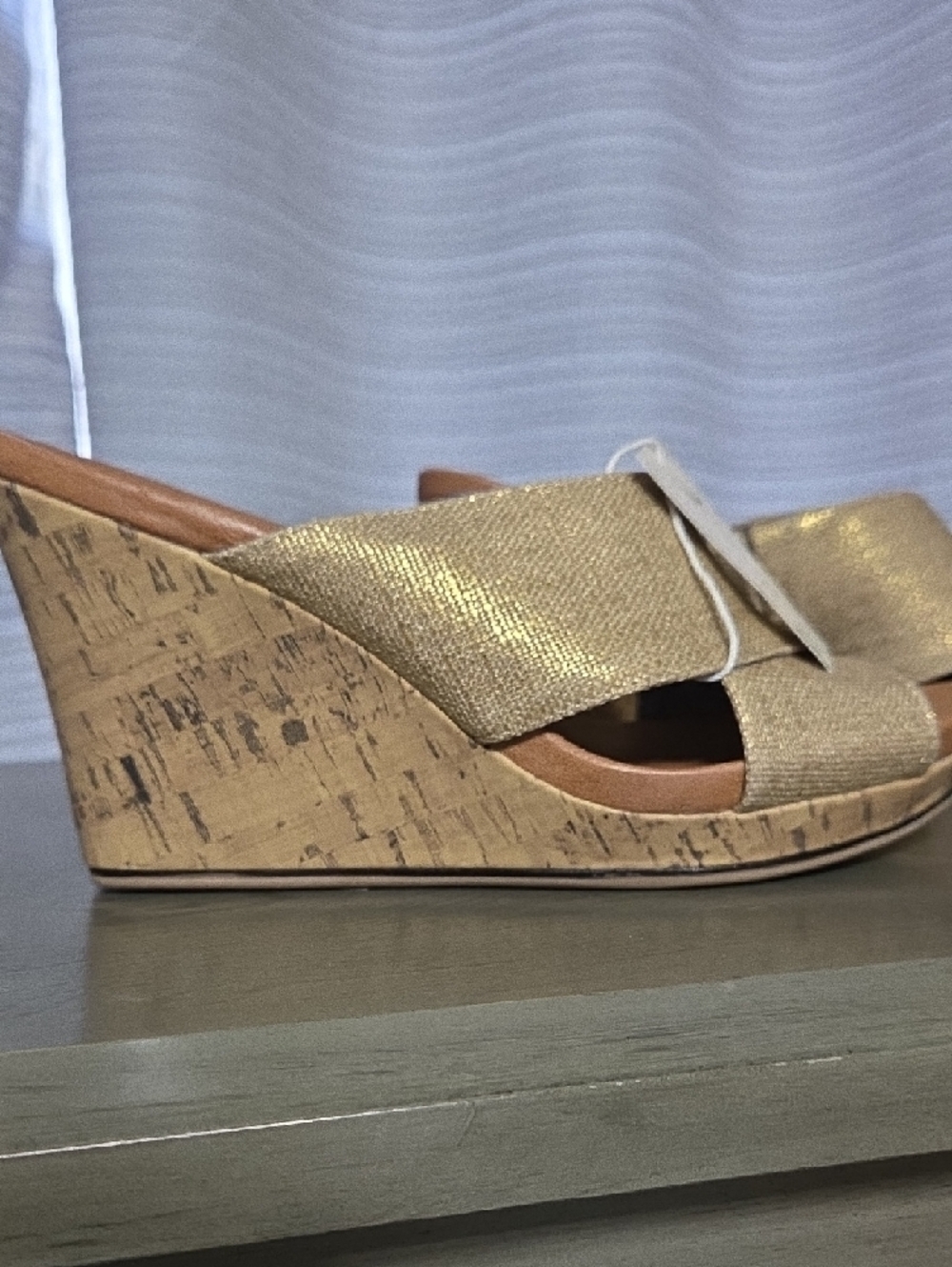 Dr. Scholl's Women's Light Gold Crossover Slip-On Wedge - Picture 10 of 10